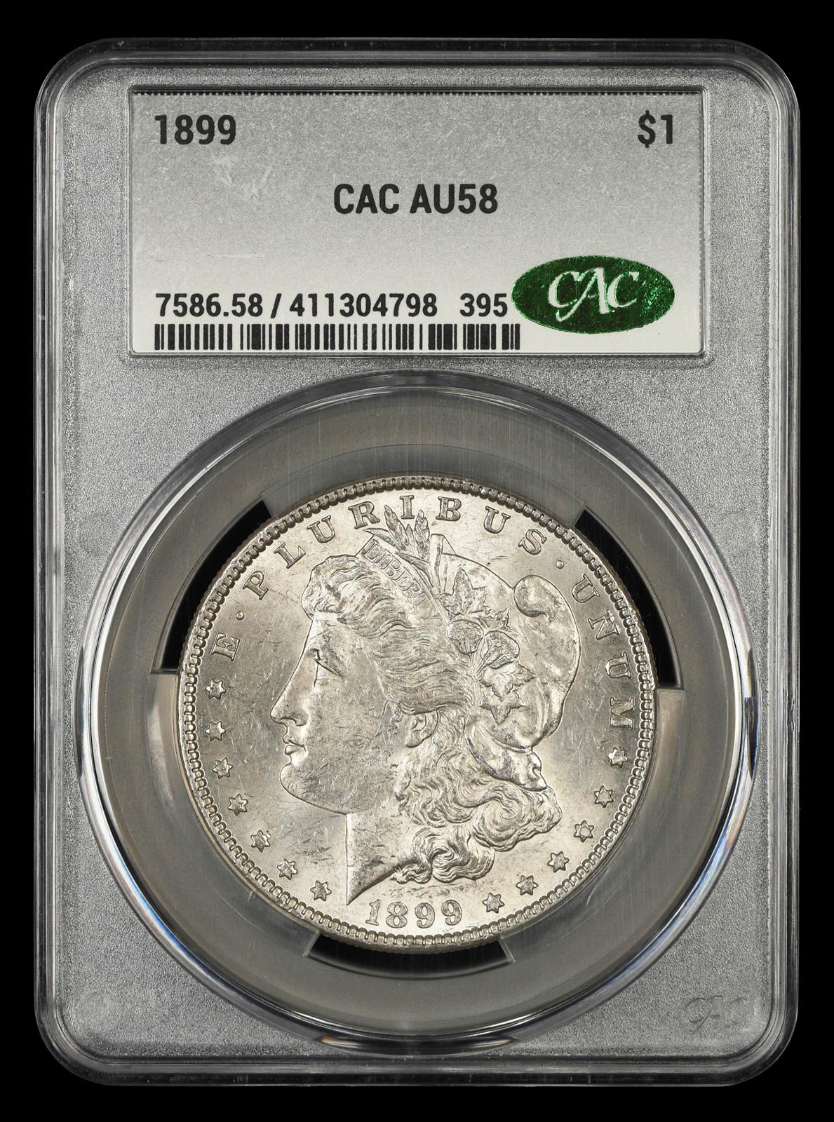 1899 $1 CAC AU58