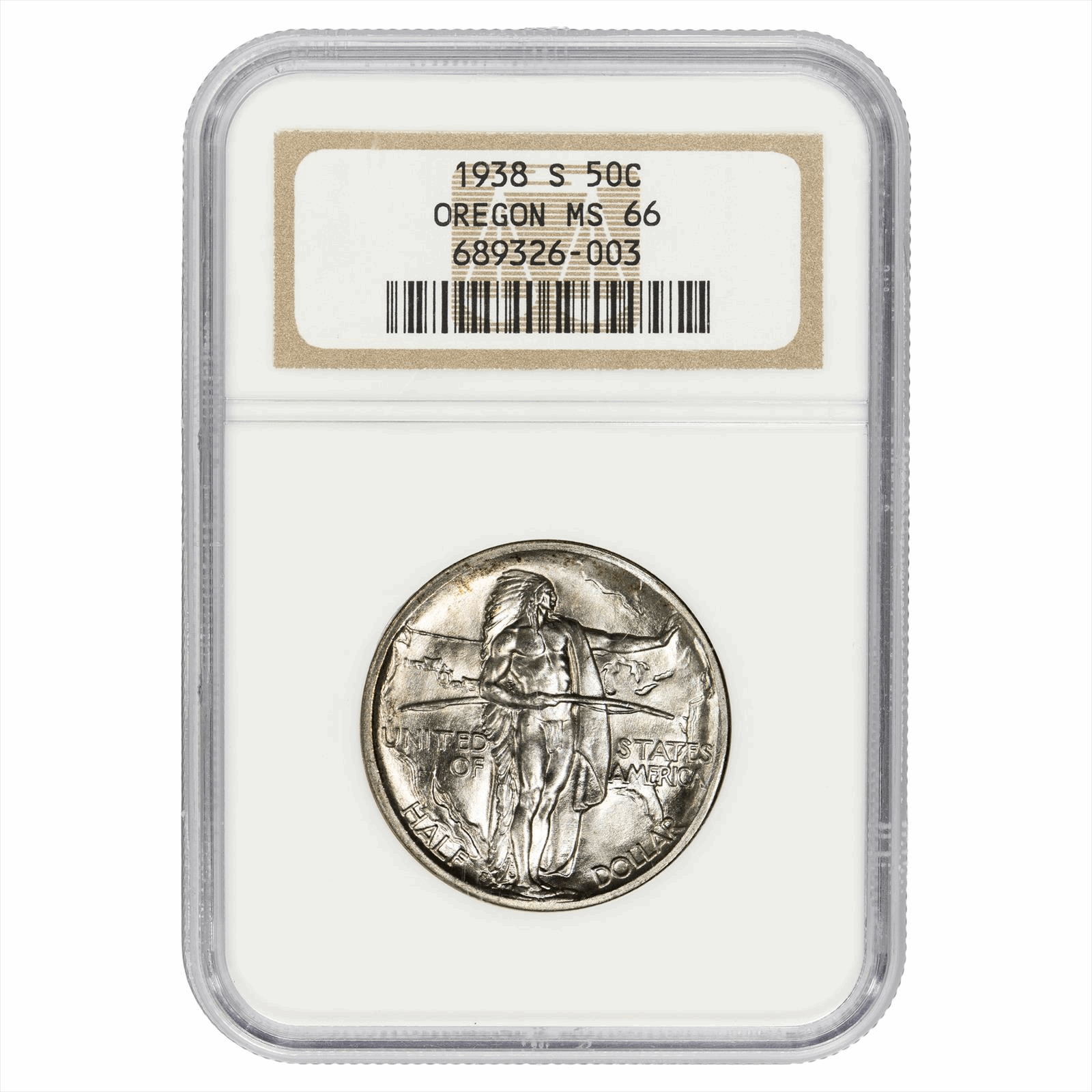 1938-S Oregon Trail Commemorative Half Dollar 50C NGC MS 66