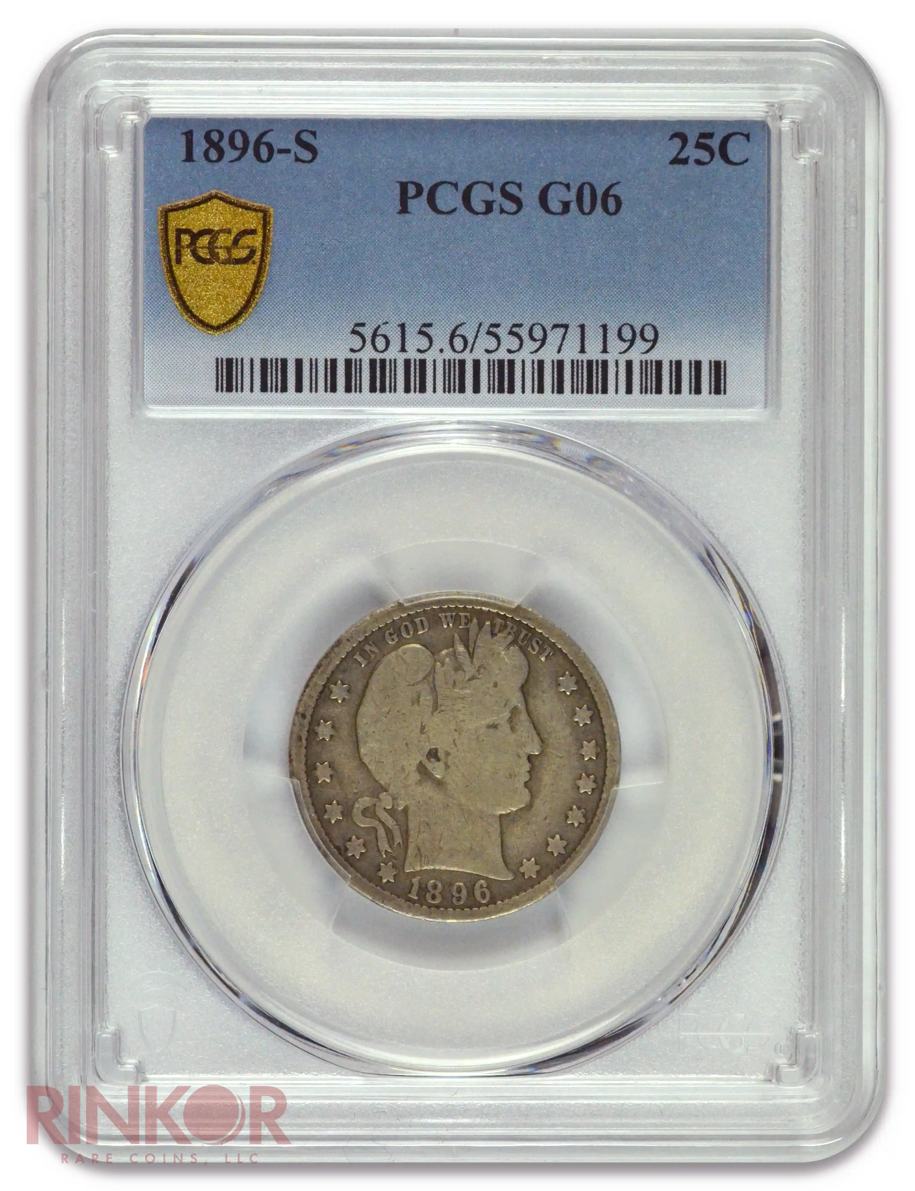 1896-S Barber Quarter PCGS G-06
