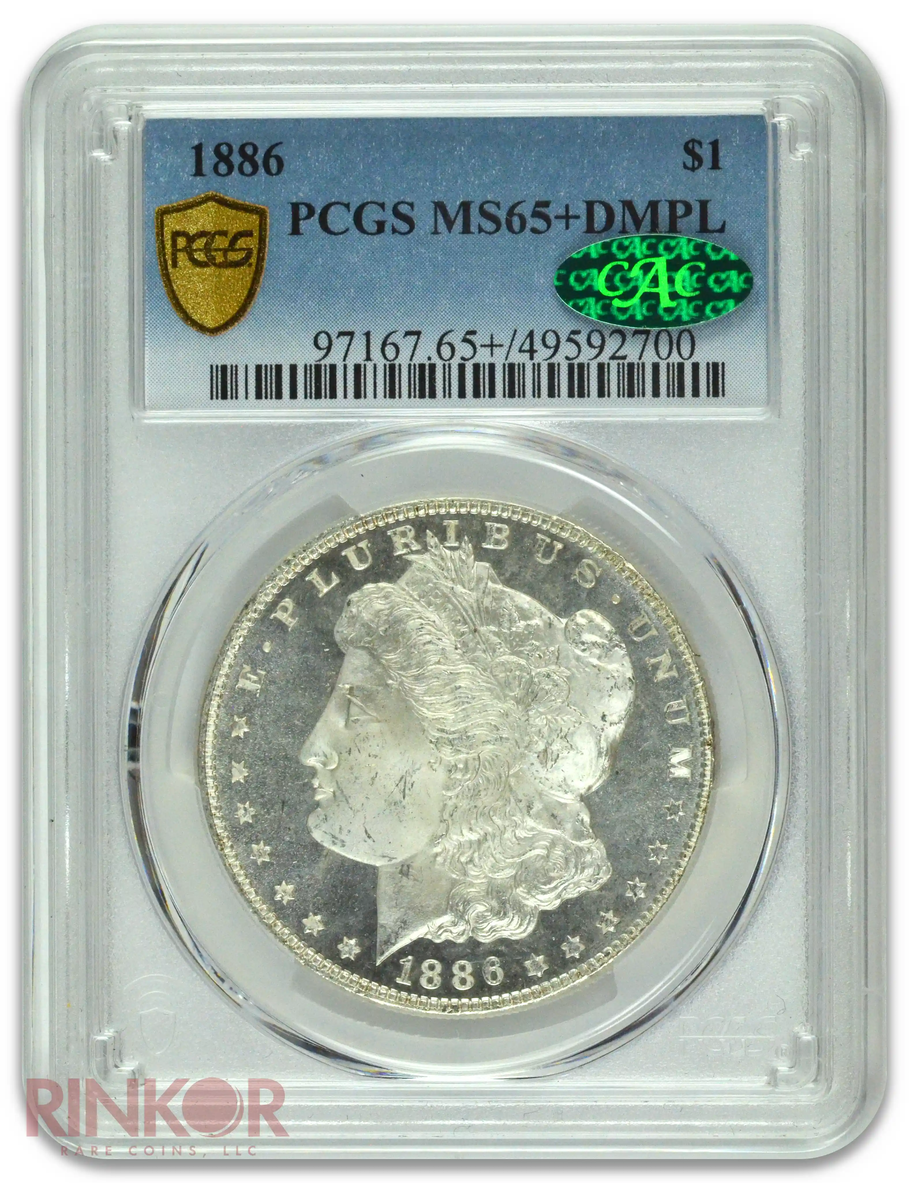 1886 $1 Morgan Dollar PCGS MS 65+ DMPL CAC