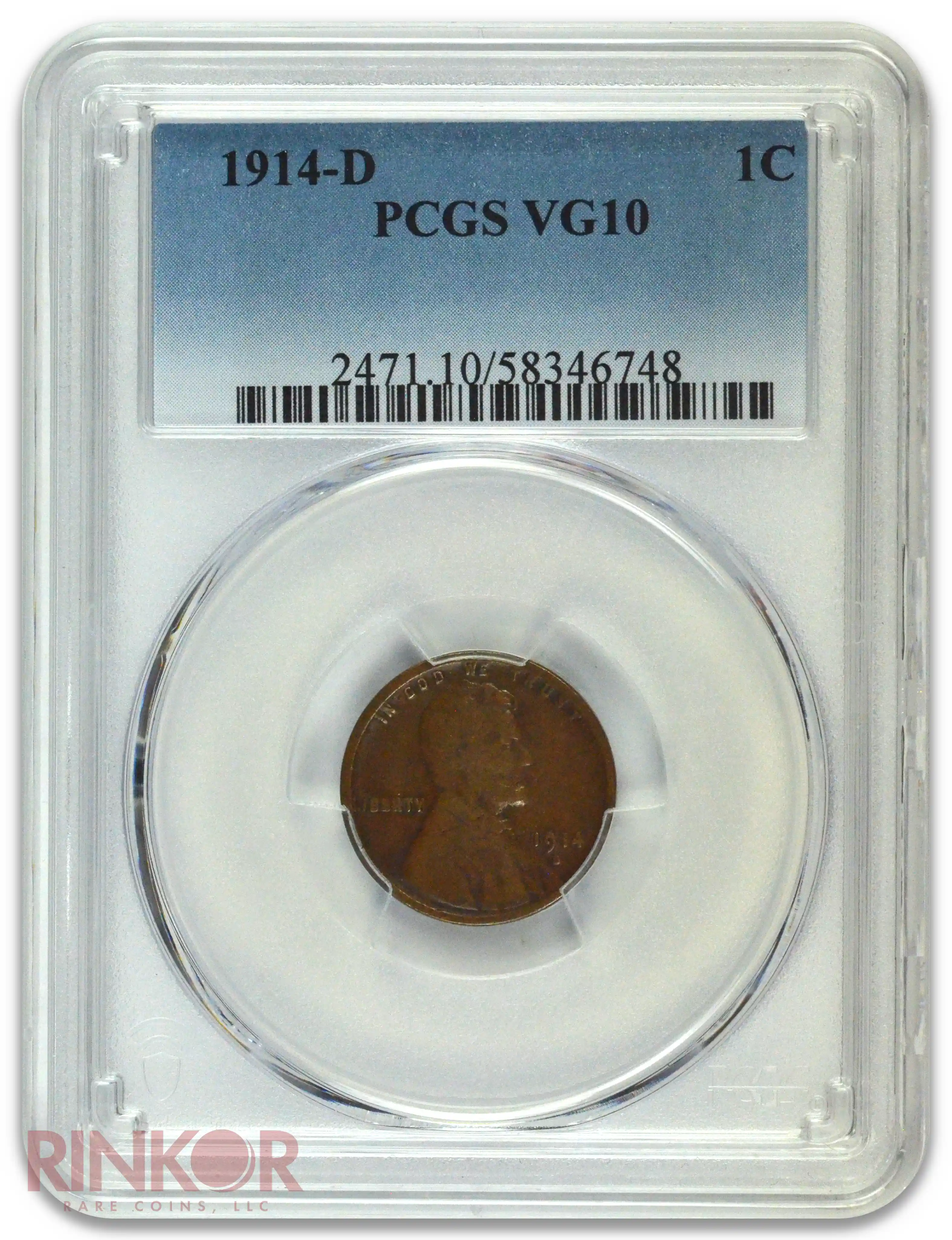 1914-D 1C Lincoln Wheat Cent PCGS VG-10