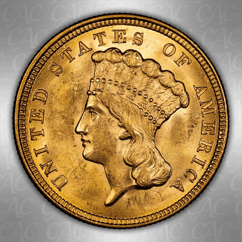 1854 $3 CACG MS62 