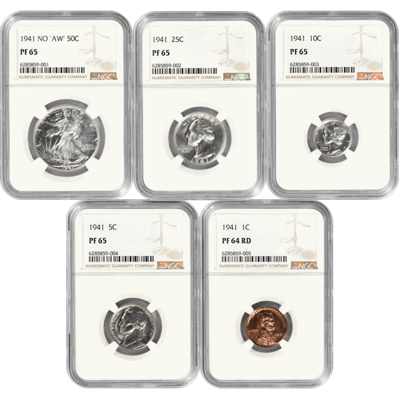 1941 Proof Set Graded by NGC PF 65