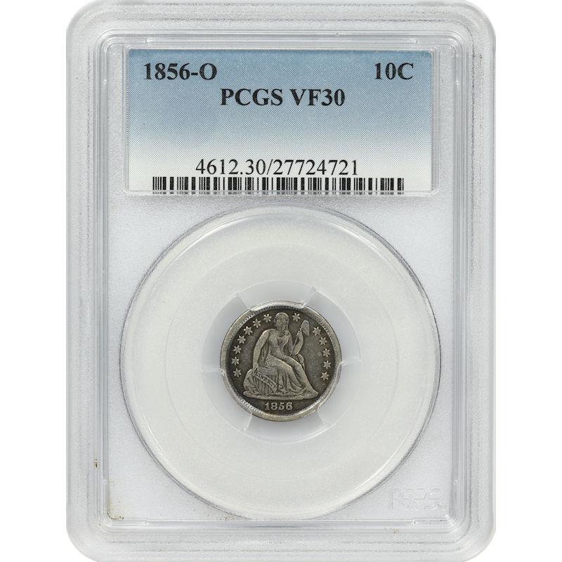 1856-O Seated Liberty Dime 10C PCGS VF30 New Orleans Mint Coin
