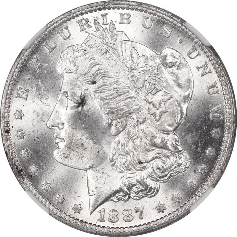 1887-O Morgan Silver Dollar $1, NGC MS 63 - Lustrous - Nice Coin