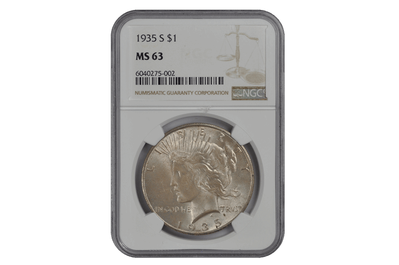 1935-S Peace Dollar S$1 NGC  #3576-5 MS63