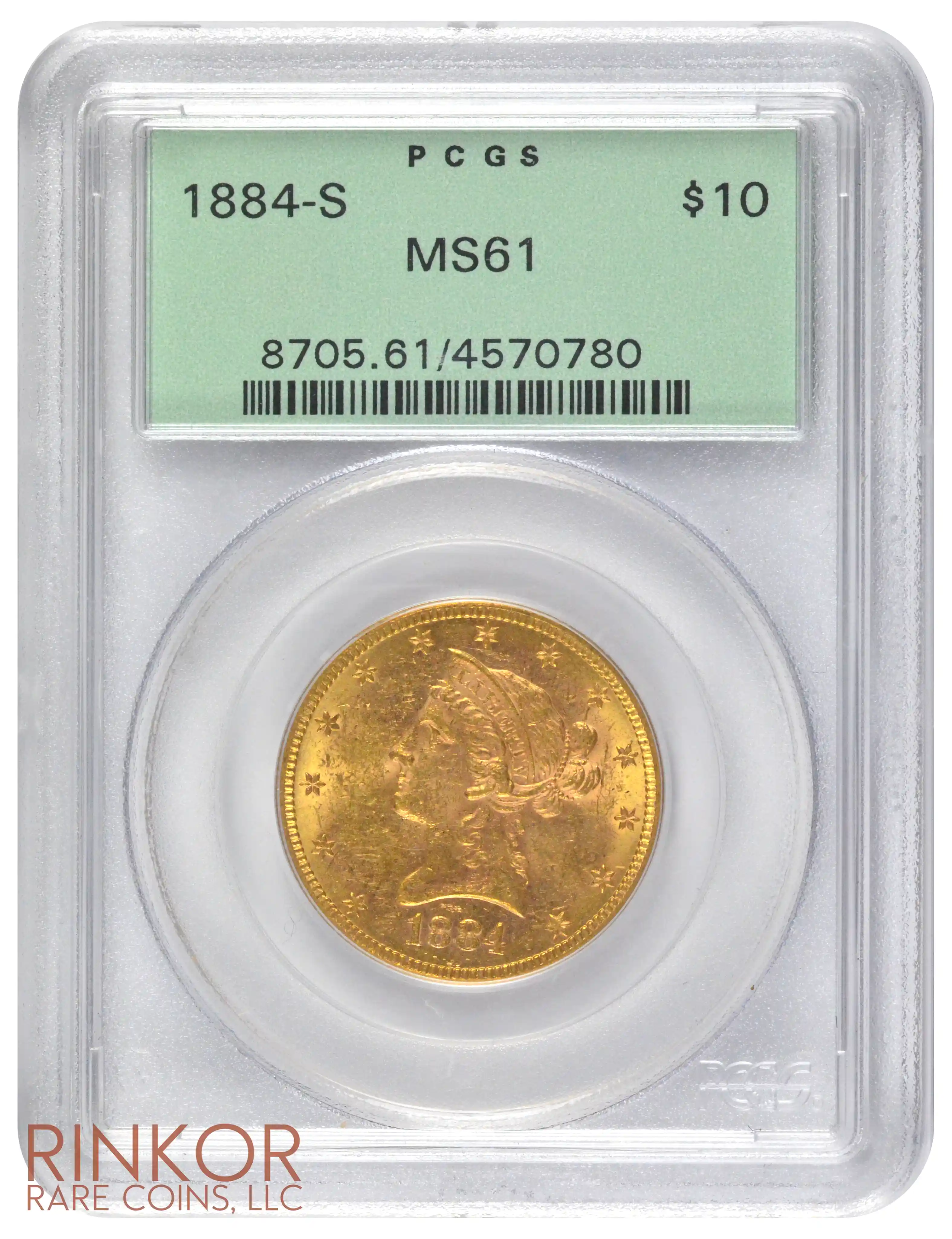 1884-S $10 Liberty Head PCGS MS 61 
