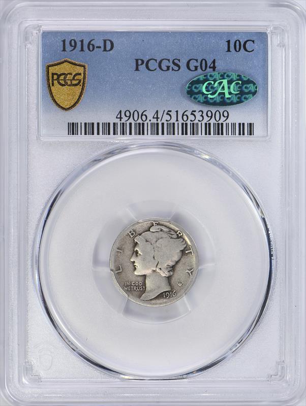 1916-D 10C PCGS G4 CAC