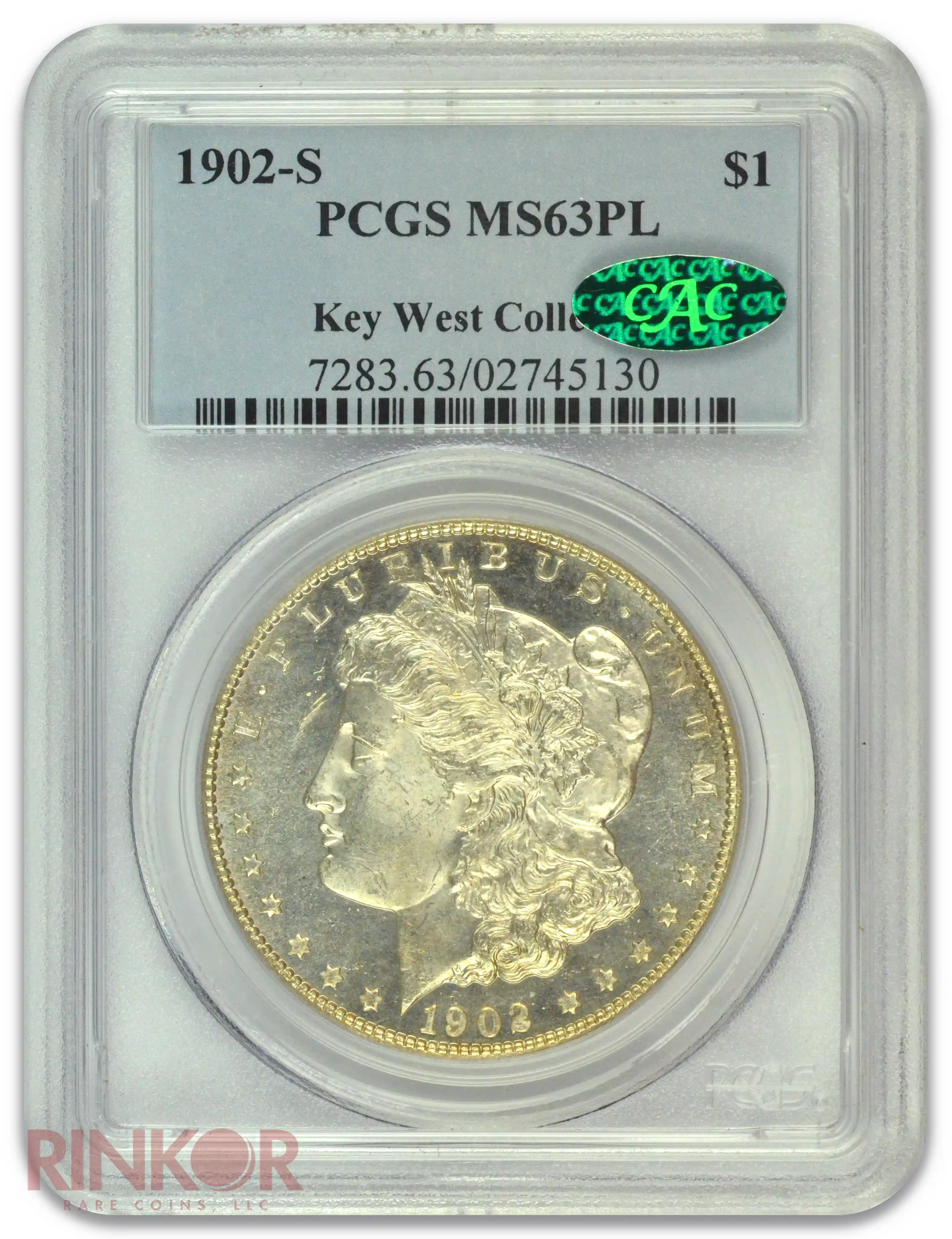 1902-S $1 Morgan Dollar PCGS MS 63 PL CAC
