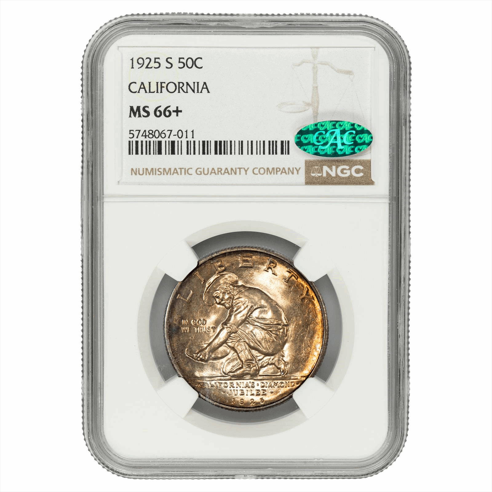1925-S California Commemorative Half Dollar 50C NGC MS 66+ CAC