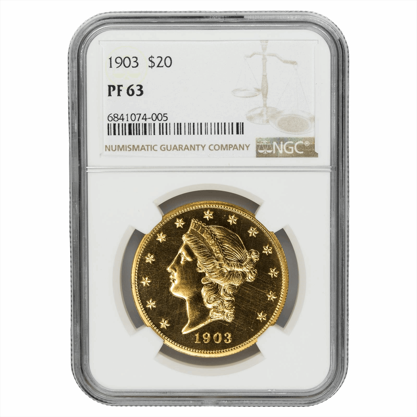 1903 Liberty Head Double Eagle $20 NGC PF 63 CAC