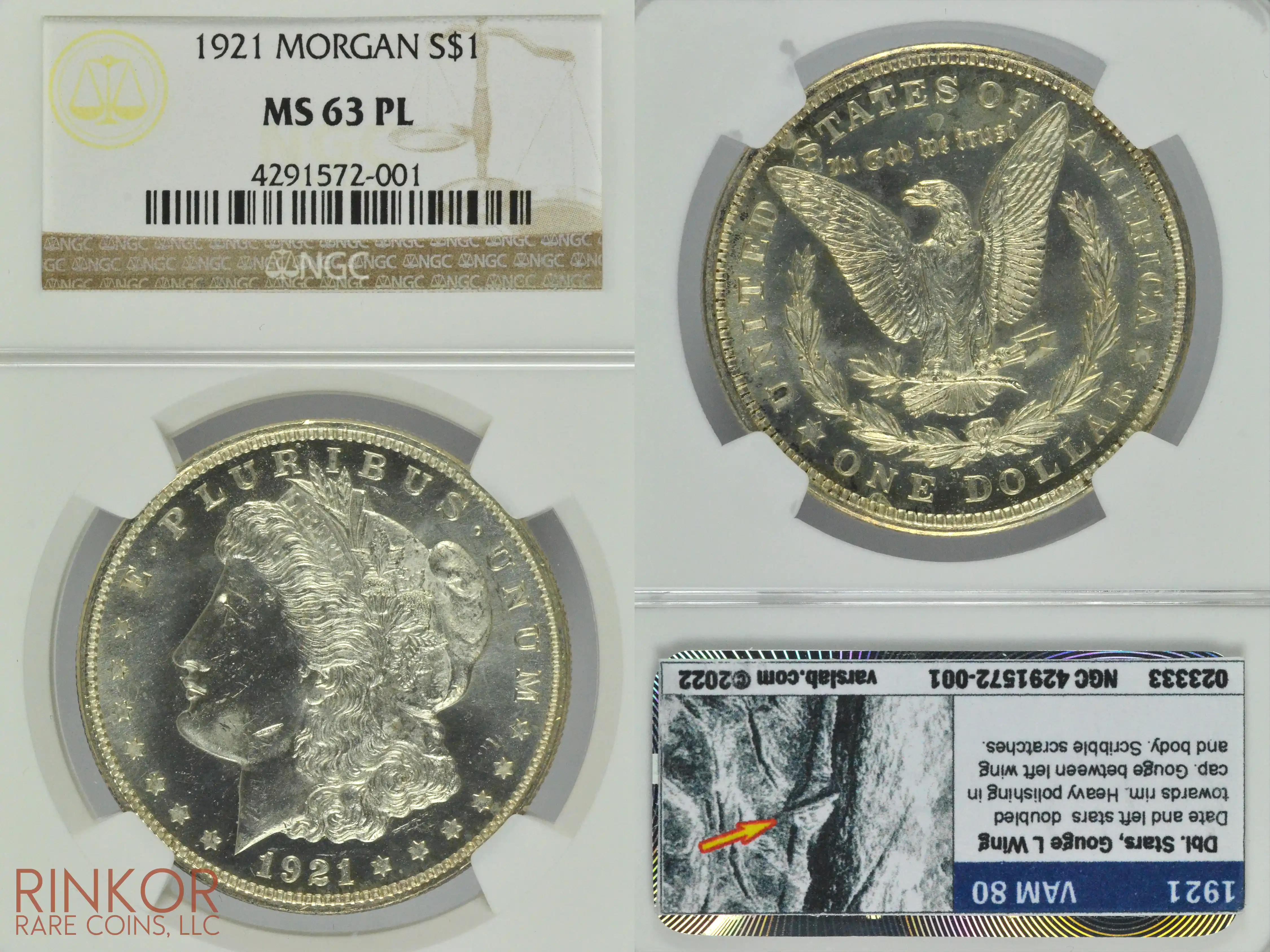 1921 Morgan $1 NGC MS 63 PL