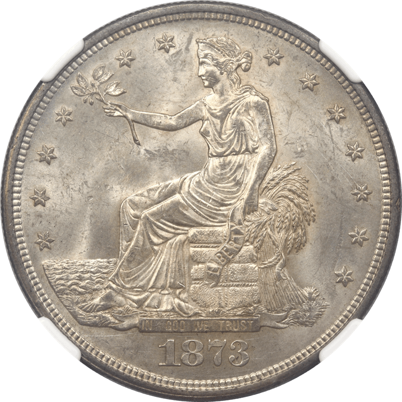 1873 US Silver Trade Dollar T$1 NGC MS 62 - Nice Original Coin
