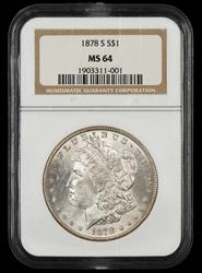 1878 S $1 NGC  MS64