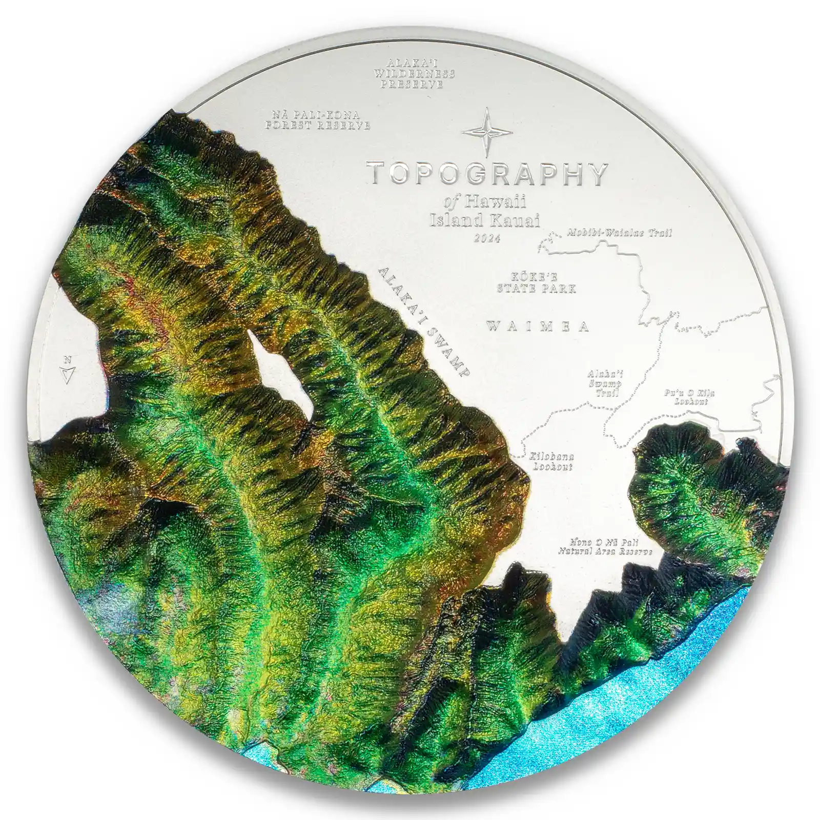 2024 Cook Islands Topography - Hawaii 5oz Silver Coin Ultra High Relief