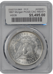 1887 Morgan PCGS CAC MS 67+