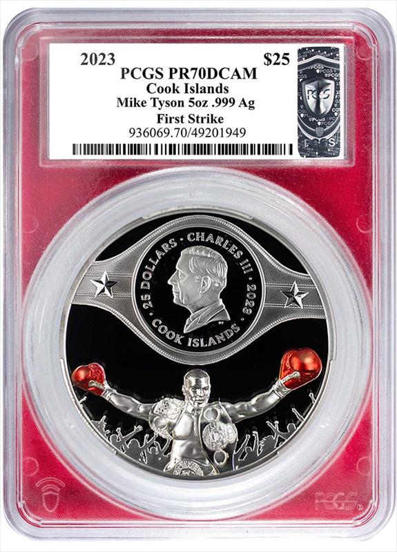 Mike Tyson 2023 5oz Pure Silver Signature Coin High Relief Autographed PCGS 