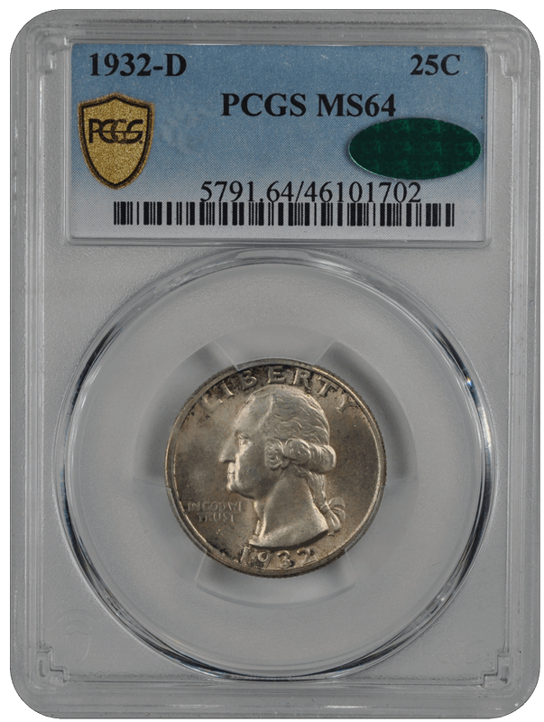 1932-D 25C Washington Quarter PCGS  (CAC)