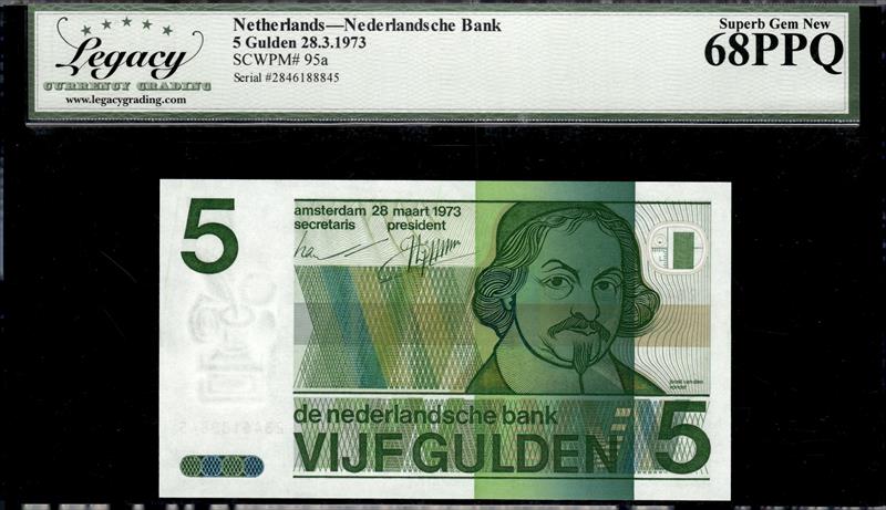 Netherlands Nederlands che Bank 5 Gulden 28.3.1973 Superb Gem New 68PPQ 