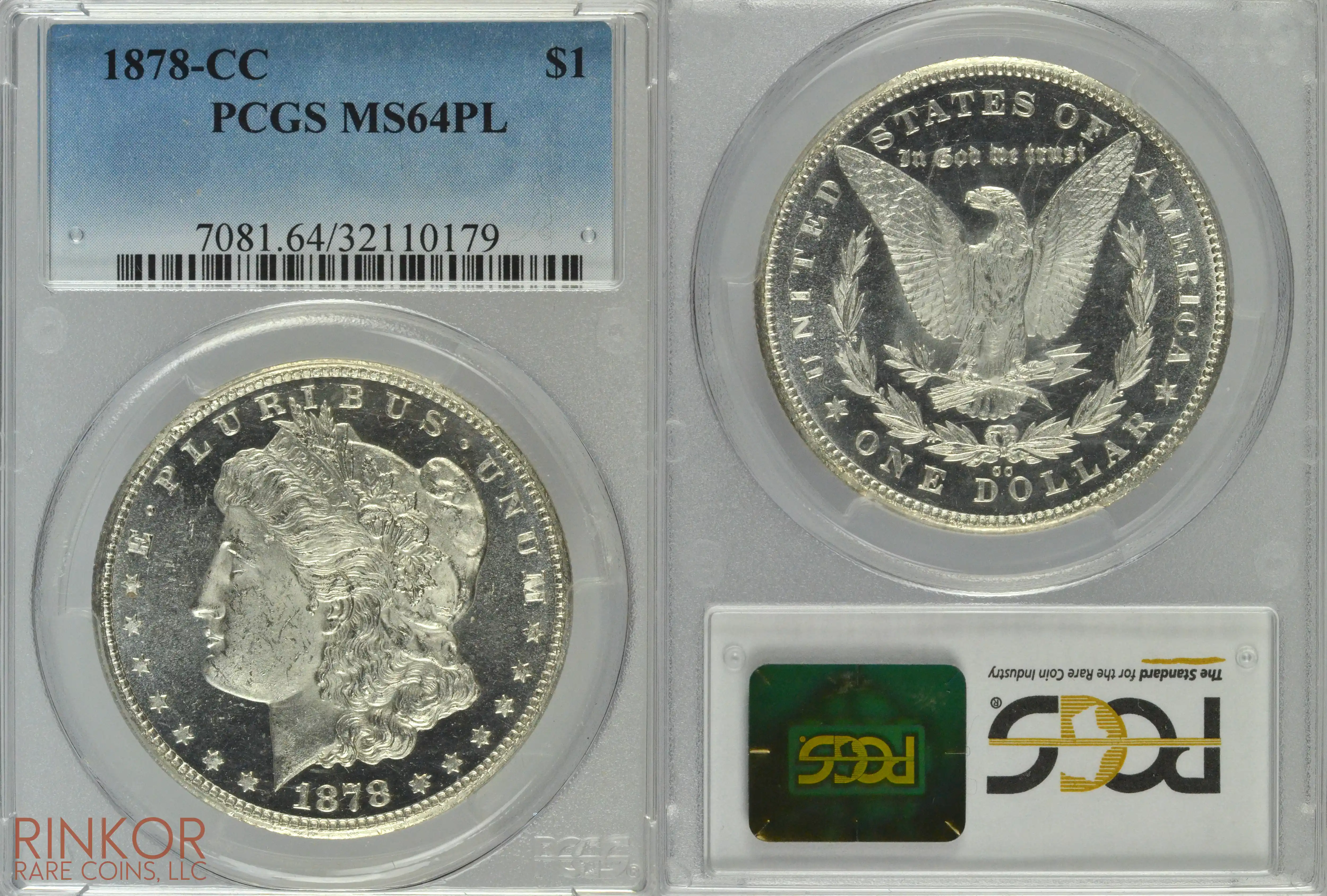 1878-CC $1 PCGS MS 64 PL