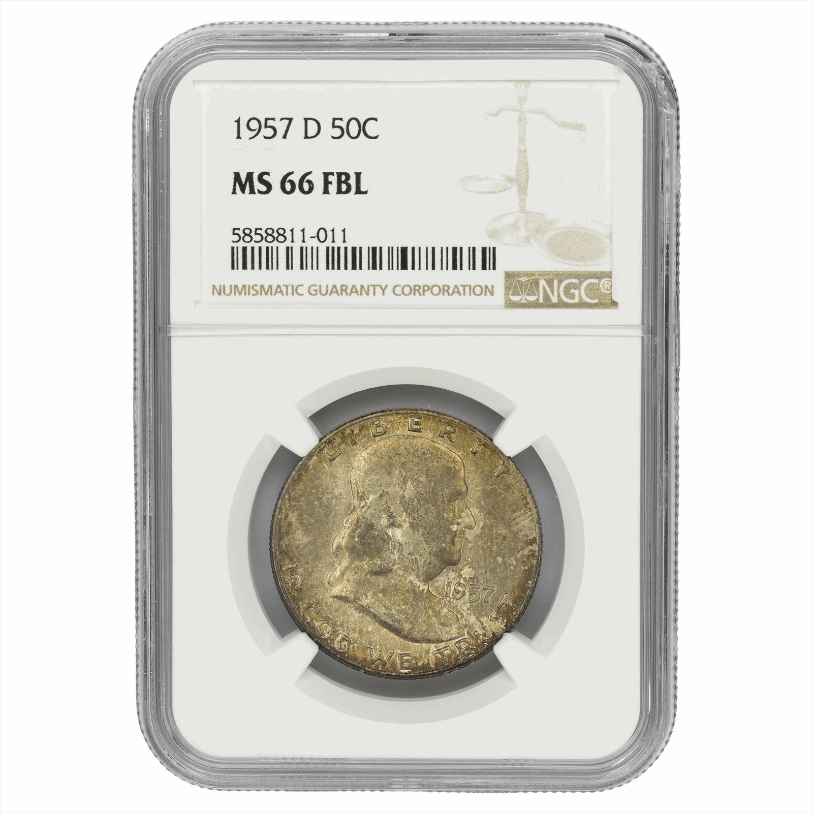 1957-D Franklin Half Dollar 50C NGC MS 66 FBL