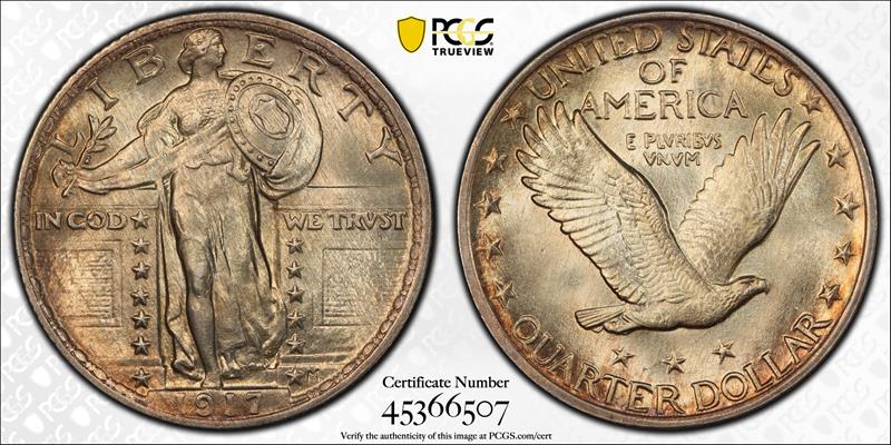 1917 Type 2 25C PCGS MS 65 FH CAC