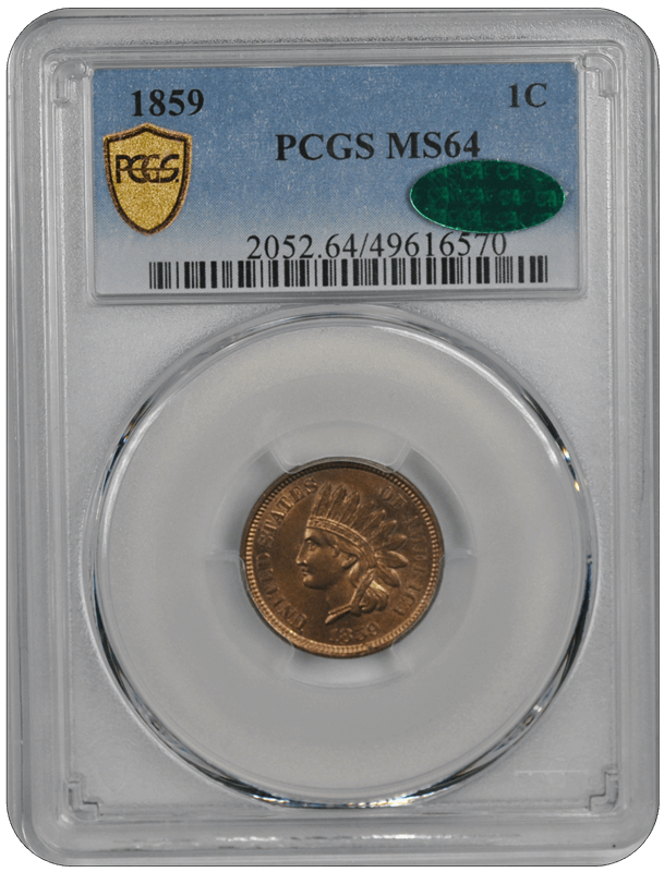 1859 Indian Head PCGS CAC MS 64