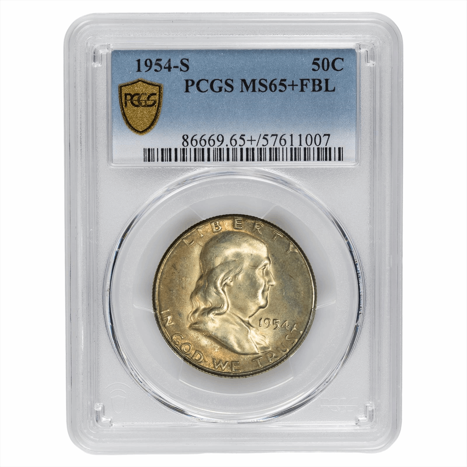 1954-S Franklin Half Dollar 50C PCGS MS 65+ FBL