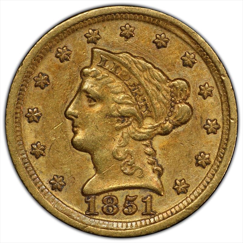 1851-D $2.50 PCGS AU-50