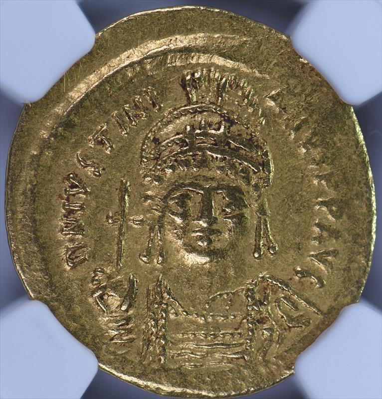 Byzantine Empire Justin I, AD 527-565, AV Solidus NGC CH. XF 