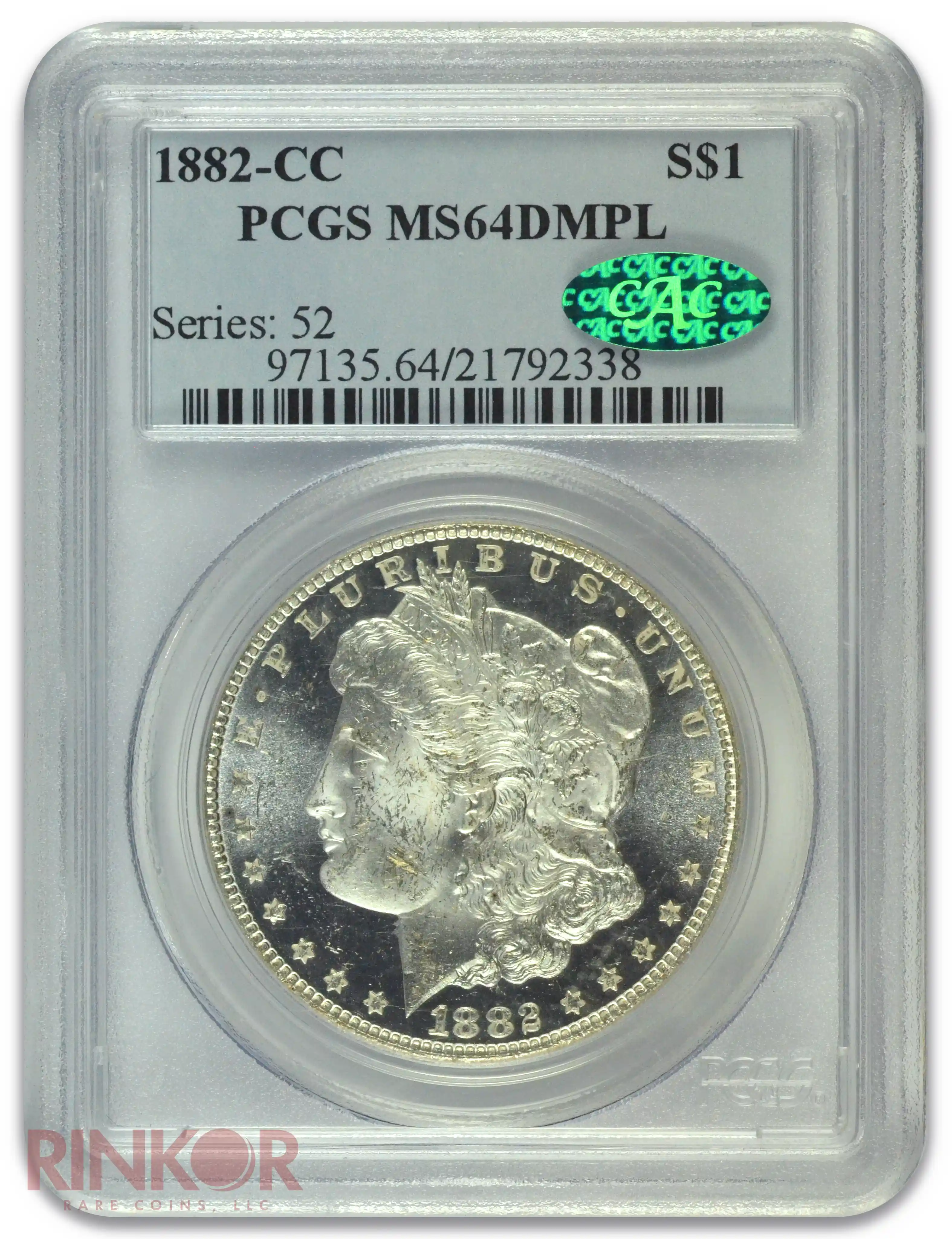 1882-CC $1 Morgan Dollar PCGS MS 64 DMPL CAC