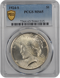 1924-S Peace PCGS MS 65