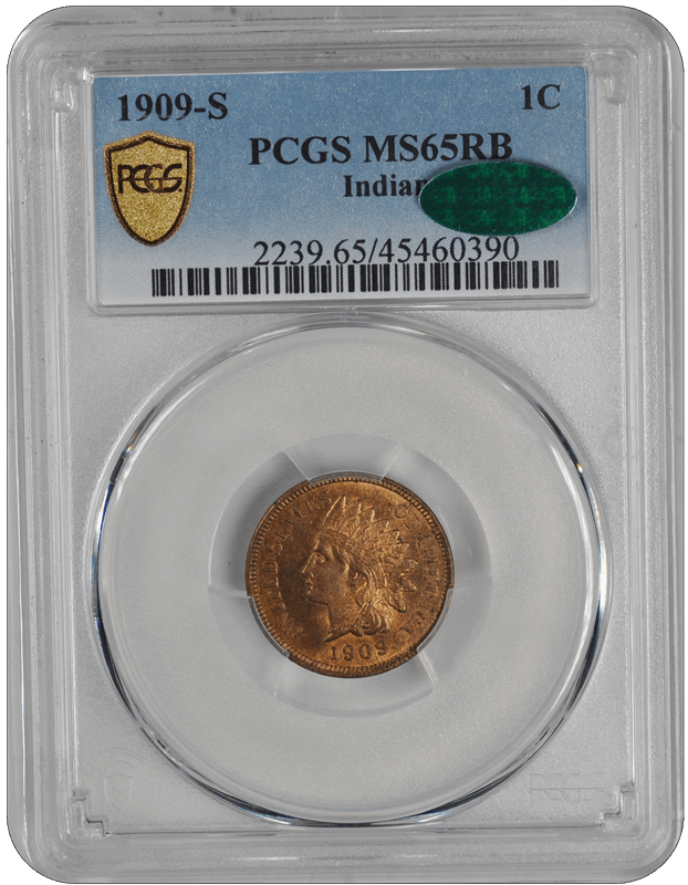 1909-S Indian Head PCGS CAC RB 65