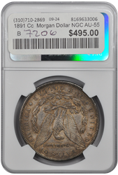 1891 Cc  Morgan Dollar NGC AU-55