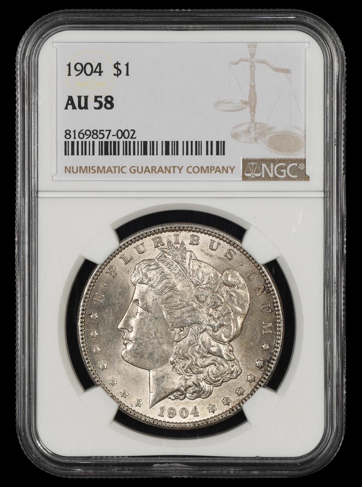 1904 $1 NGC  AU 58