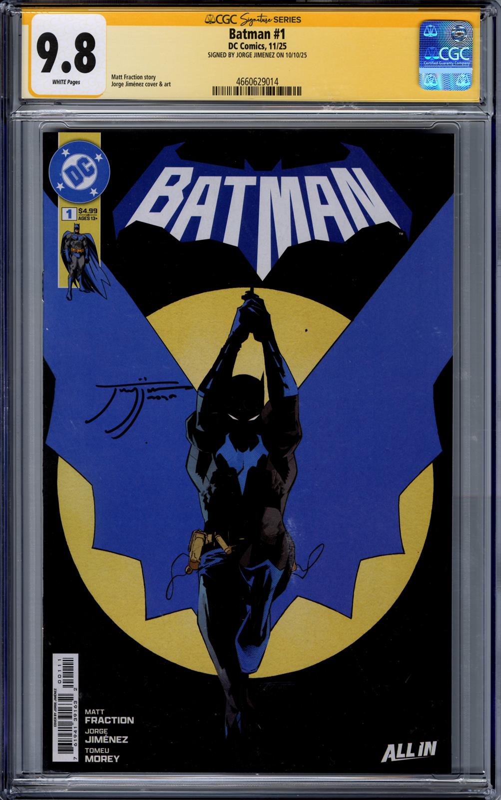 Batman #1 CGC Signature Series 9.8 (D.C., 2025) Signed by Jorge Jimenez 