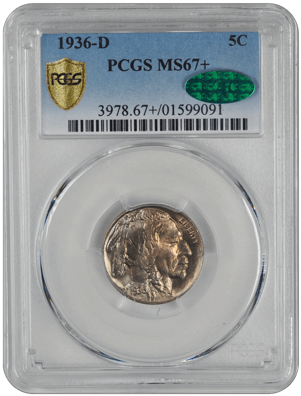 1936-D Buffalo PCGS CAC MS 67+