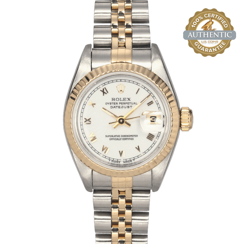 Rolex 26mm Datejust 69173 White Roman TT SS & 18K G Jubilee Watch Only 