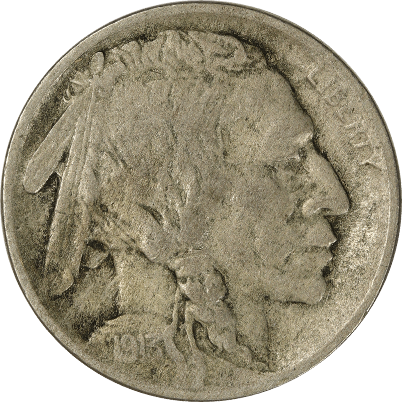 1913, Type-1, Buffalo Nickel 5c, Circulated, Better Date, Very Good
