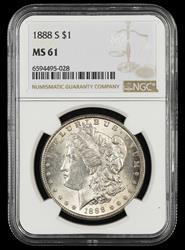 1888 S $1 NGC  MS61