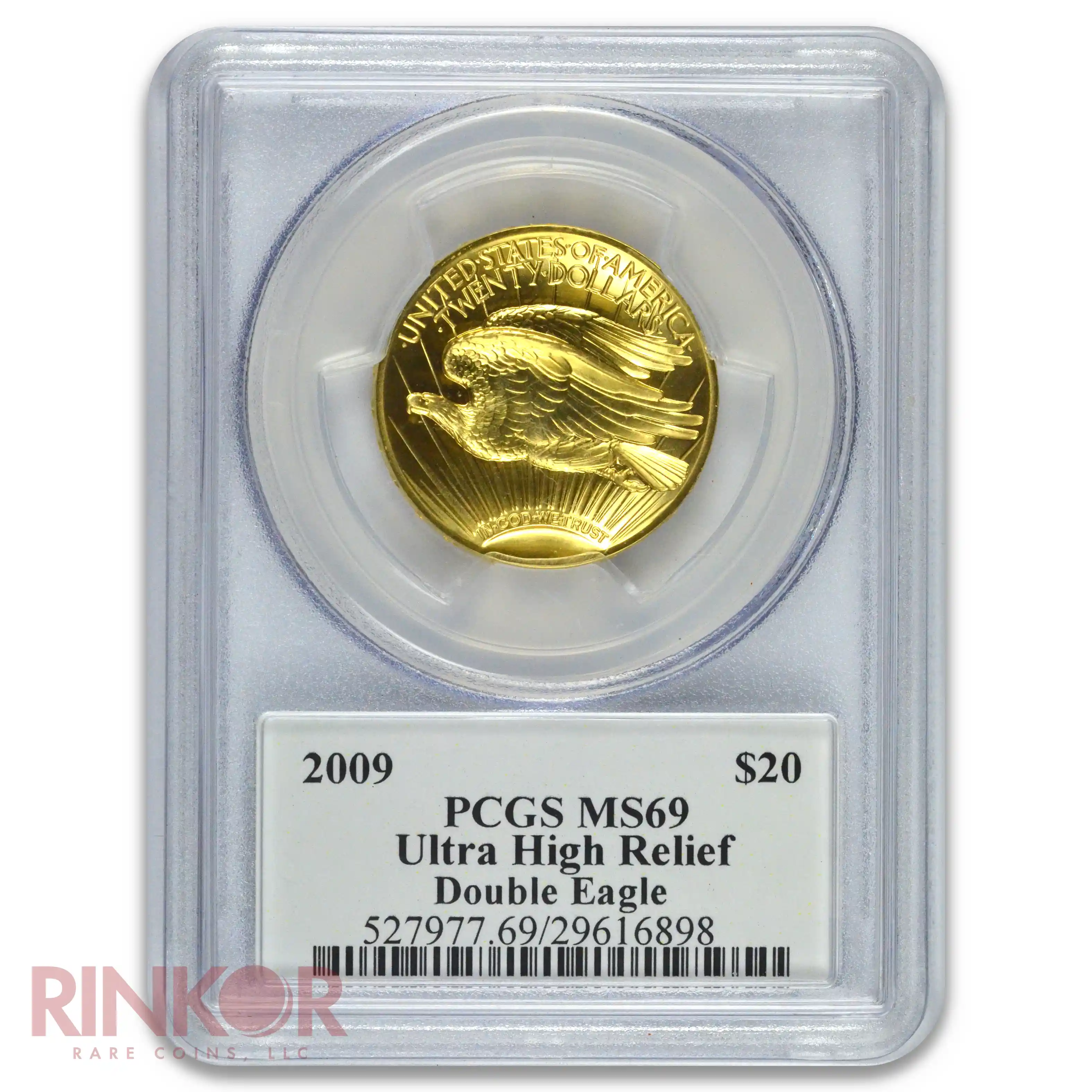 2009 1oz Gold Ultra High Relief Double Eagle $20 Mercanti Moy Dual Sig PCGS MS 69