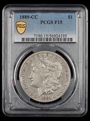 1889-CC $1 PCGS F-15
