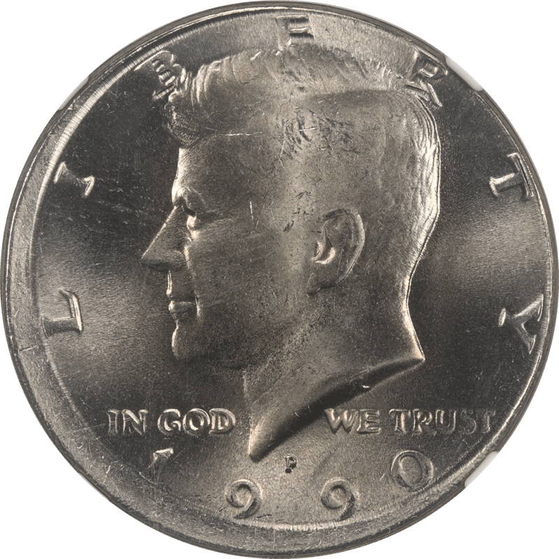 1990-P Kennedy Half Dollar NGC MS 64 10% Off Center Mint Error