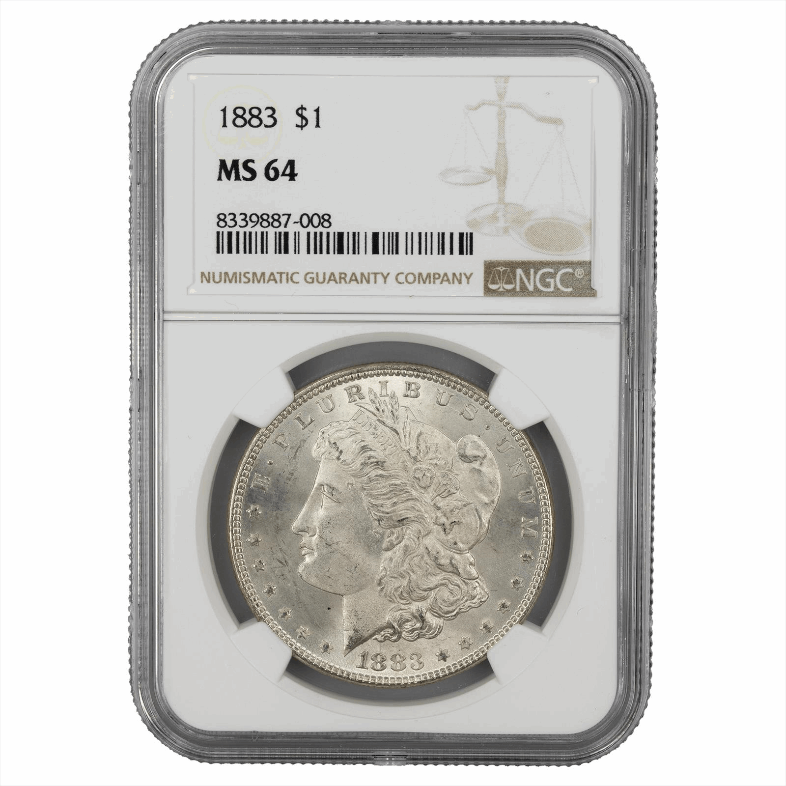 1883 Morgan Silver Dollar $1 NGC MS 64