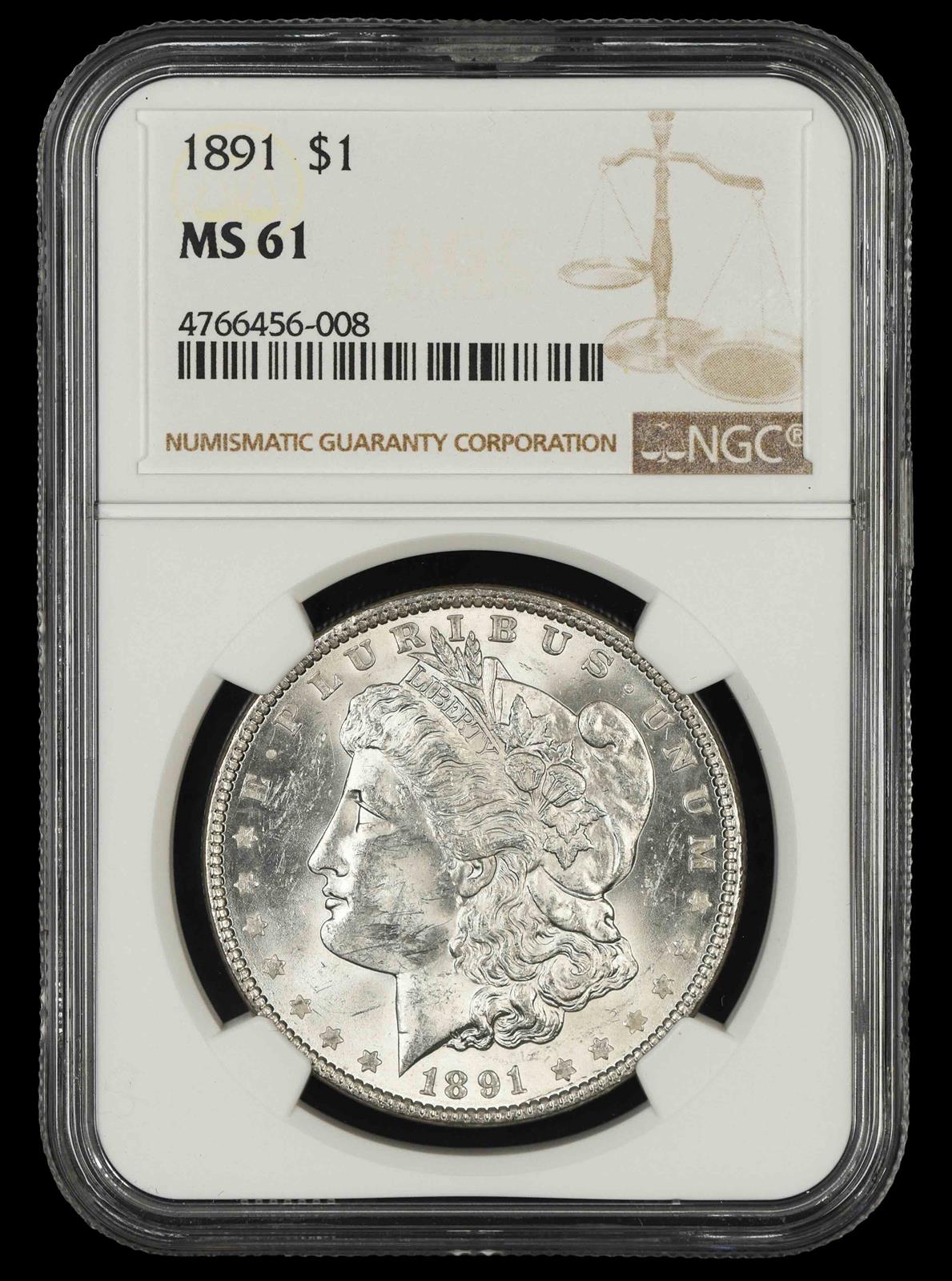 1891 $1 NGC  MS61