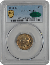 1916-S Buffalo PCGS CAC MS 65
