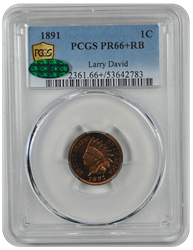 1891 Indian Head PCGS CAC RB 66+