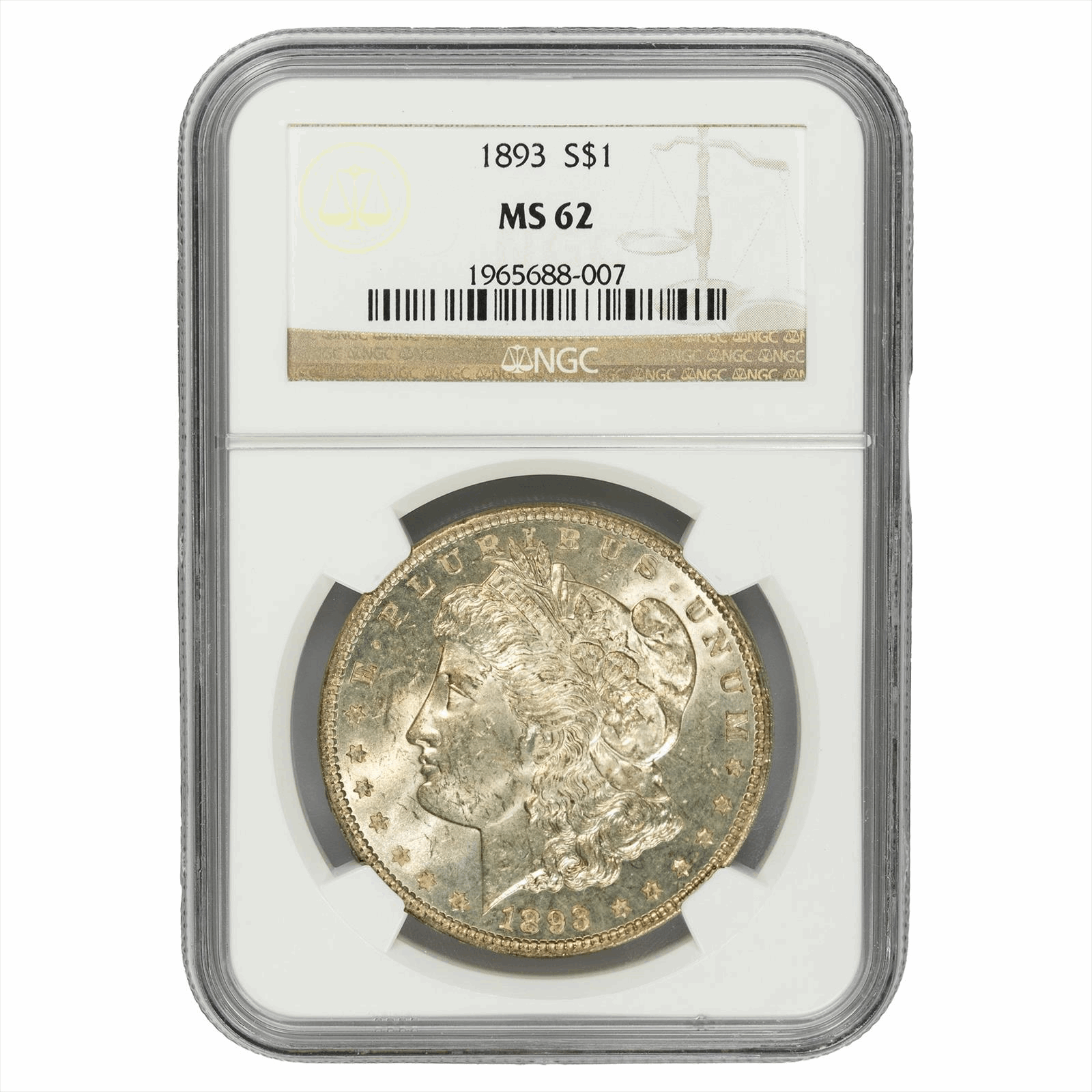 1893 Morgan Silver Dollar $1 NGC MS 62