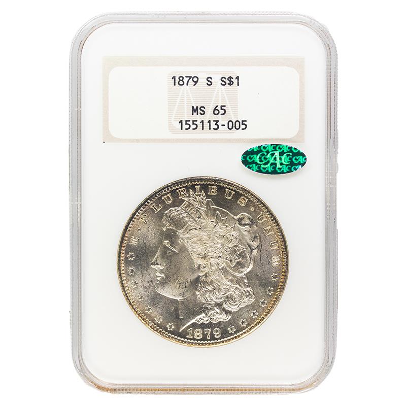 1879-S Morgan Dollar, $1 NGC MS65 CAC Certified, Old NGC Fatty Holder