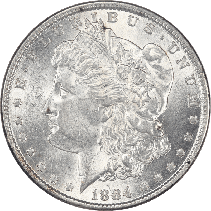 1884 Morgan Silver Dollar, $1 Uncirculated - Nice White Coin